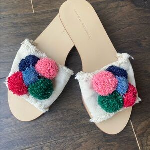 LOEFFLER RANDALL Women's Gabi (Canvas Pom) Flat Sandal - size 9